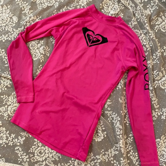 ROXY RASHGUARD MAGENTA PINK WHOLE HEARTED SWIM TOP SIZE SMALL UPF 50 SURF - Picture 2 of 12